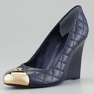 Tory Burch Kaitlin Black quilted leather wedges